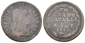 Regno di Napoli - 1 Grano 1790 - Ferdinando IV di Borbone (1759-1816) - III° tipo - Cu. - Gr. 5,83 - Gig# 139