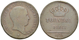 Napoli - Regno delle Due Sicilie - 10 Tornesi 1825 - Francesco I (1825 - 1830) - Cu - Gig# 14