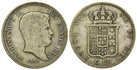 Napoli - Regno delle Due Sicilie - Ferdinando II (1830-1859) - Mezza Piastra da 60 grana 1838 - Ag - Gig. 98