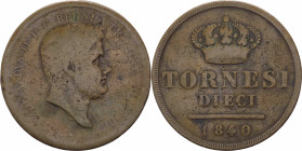 Napoli - Regno delle Due Sicilie - Ferdinando II (1830-1859) 10 Tornesi 1840 - Gig.191 - Cu - gr.31,88 - Ø mm36,41