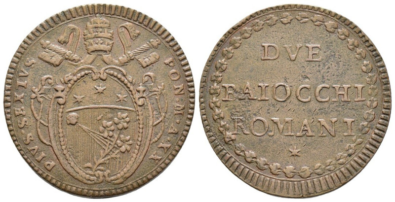 Stato Pontifcio - Roma - Pio VI (1775-1799) - Due Baiocchi Romani anno XX - gr.1...