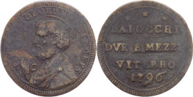 Stato Pontificio - Viterbo - Pio VI, Braschi (1775-1799) - 2,5 baiocchi (Sampietrino) 1796 - Muntoni 425 - Ae
