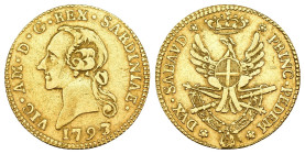 Ducato di Savoia - 1/2 Doppia 1793 - Vittorio Amedeo III (1773 - 1796) - Au. 905 - Gr. 4,51 - Fr# 1121