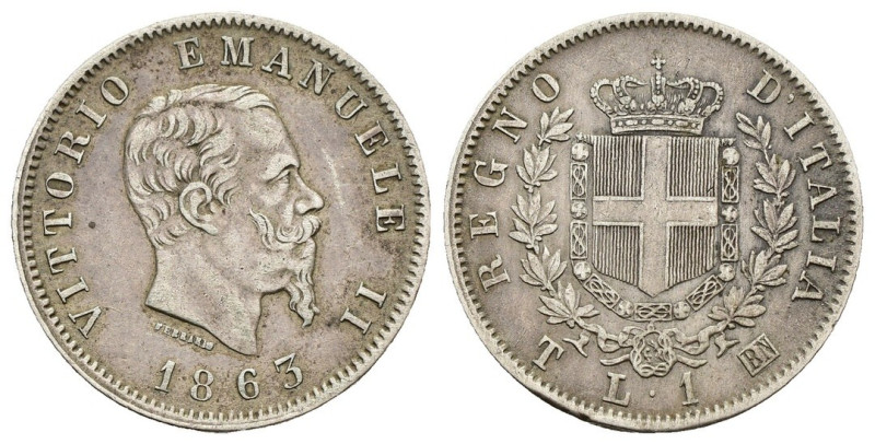 Vittorio Emanuele II (1861-1878) - 1 lira 1863 Stemma - Zecca di Torino - Ag - G...