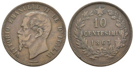 Vittorio Emanuele II (1861-1878) - 10 centesimi 1863 - Cu - Gig. 90