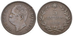 5 Centesimi 1896 - Umberto I (1878-1900) - RARA - Cu. 960 - Gig# 52