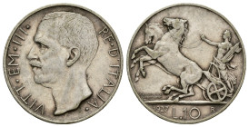 Vittorio Emanuele III (1900 - 1943) - 10 Lire 1927 * (1 rosetta) "Biga"   - Ag. 835 - Gig# 56