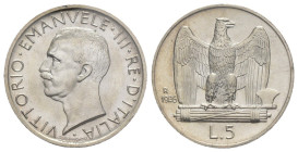 Vittorio Emanuele III (1900-1943) - 5 lire 1926  Aquilotto "bordo largo" - Ag. - Gig.73a