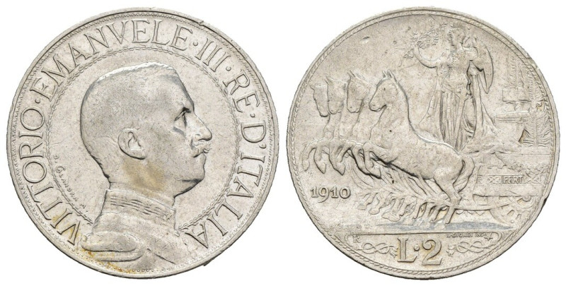 2 Lire 1910 - Vittorio Emanuele III (1900-1943) - Quadriga veloce - Ag. 835 - RA...