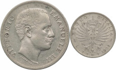 Vittorio Emanuele III (1900-1943) - 1 lira "Aquila Sabauda" 1905 - RR MOLTO RARA - Gig. 129 - Ag