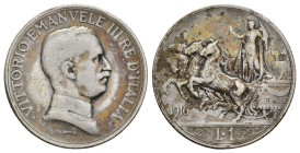 Vittorio Emanuele III (1900-1943) - 1 lira 1916 - Ag. - Gig. 138