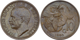 Regno d'Italia - Vittorio Emanuele III (1900-1943) - 10 centesimi "Ape" 1920 - Gig.229 - Cu