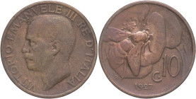 Regno d'Italia - 10 Centesimi 1927 - Vittorio Emanuele III (1900 - 1943) - Ape - Cu. - Gig. 236