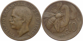Vittorio Emanuele III (1900-1943) - 10 Centesimi "Ape" 1937 - Cu