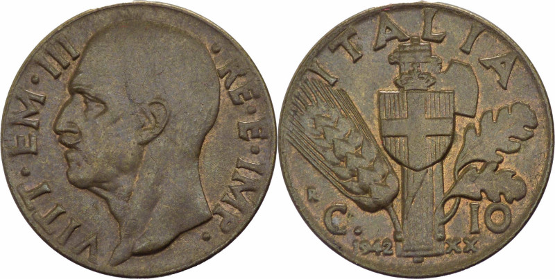 Vittorio Emanuele III (1900-1943) - 10 Centesimi 1942 anno XX "Impero" - Ba

S...