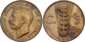 Vittorio Emanuele III (1900-1943) 5 Centesimi "Spiga" 1919 - Gig. 265 - Cu - NON COMUNE (NC)