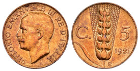5 Centesimi 1921 - Vittorio Emanuele III (1900-1943) - Spiga - Cu. 950 - Gig# 267 - rame rosso