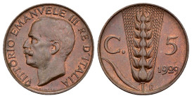 5 Centesimi 1929 - Vittorio Emanuele III (1900-1943) - Spiga - Cu. 950 - Gig# 275 - rame rosso