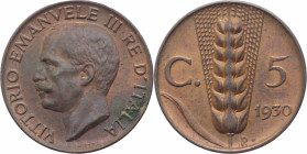 Vittorio Emanuele III (1900-1943) - 5 Centesimi 1930 "Spiga" - Gig. 276 - Cu