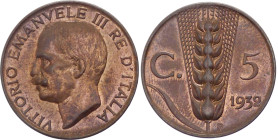 Vittorio Emanuele III (1900-1943) 5 Centesimi 1932 "Spiga" del II° Tipo - Gig. 278 - Cu