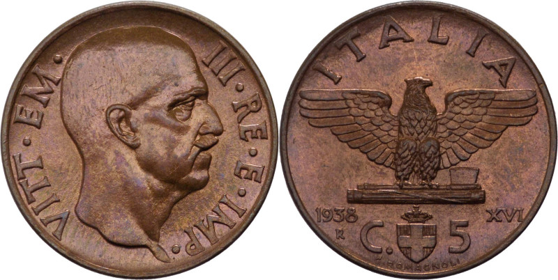 Vittorio Emanuele III (1900-1943) 5 Centesimi "Impero" 1938 anno XVI del I° Tipo...