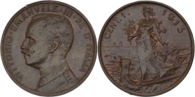 Vittorio Emanuele III (1900-1943) - 1 centesimo "Italia su Prora" 1913  - Gig. 317  - Cu - tracce rosse
