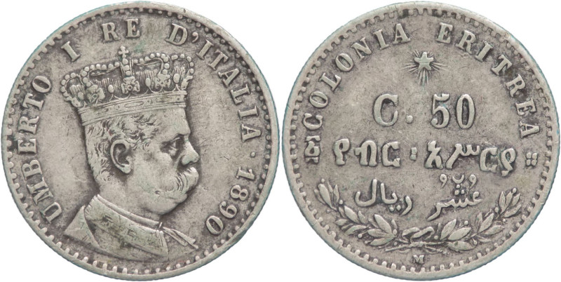 Eritrea Italiana - 50 Centesimi o 1/10 di Tallero 1890 - Umberto I (1878 - 1900)...