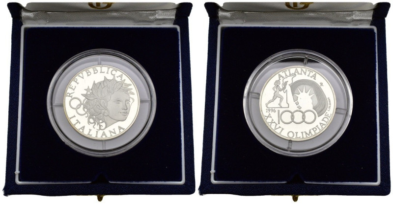 1000 lire 1996 - celebrative della 26° olimpiade di Atlanta - Ag. - in cofanetto...