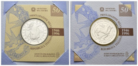 10000 lire 1996 commemorativa del 50° anniversario della proclamazione della Repubblica Italiana - Ag - in confezione originale