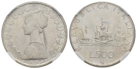 500 Lire "Caravelle" 1965 - Ag - in slab NGC