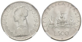 500 Lire "Caravelle" 1967 - Ag - in slab NGC