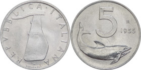 Monetazione in lire (1946-2001) - 5 Lire "Delfino" 1955 - Gig.286
