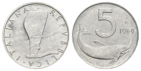 5 Lire 1989 - Delfino (Timone rovesciato) - NC - It. - Gig# 311a