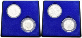 Dittico composto da 2 monete celebrative dei campionati mondiali di Calcio Italia 1990 - Ag - in cofanetto originale
