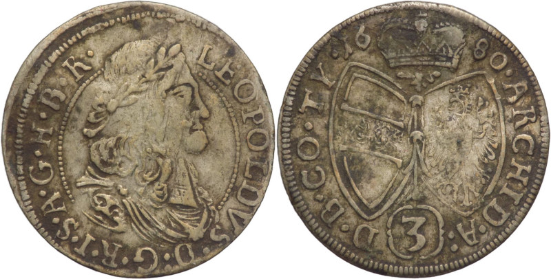 Austria - 3 kreuzer 1680 - 1,4 g - Ag. - KM# 1116

SPEDIZIONE SOLO IN ITALIA -...