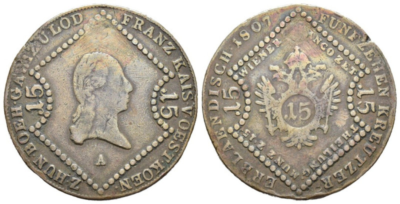 Austria - 15 Kreuzer 1807 - Francesco I d'Austria (1804-1835) - Cu. - Gr.12,04 -...