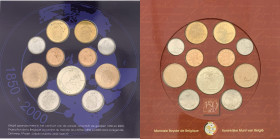 Belgio - Albert II (1993-2013) - Divisionale da 10 valori + medaglia - 2000 - metalli vari