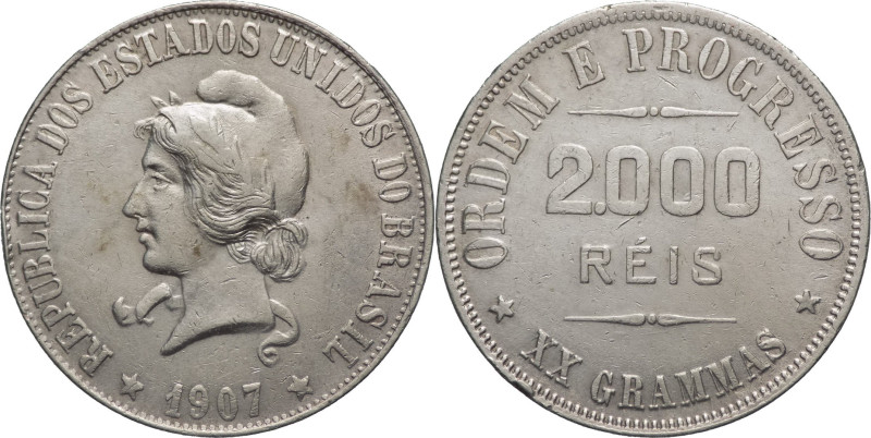 Brasile - Prima Repubblica (1889-1942) 2000 Reis 1907 - Ag 

BB+

SPEDIZIONE...