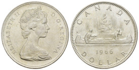 Canada - Elisabetta II (1952-2022) dollaro 1966 "Canoa Indiani" - Ag. - KM 54