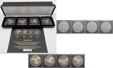 Canada - Set 4 oncie in Argento .999 anni 2014 e 2015 a tema Uccelli Predatori - Applicazione con rifiniture in Rutenio e Oro 24 K - 999 serie prodott...