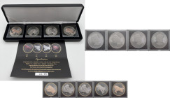 Canada - Set 4 oncie in Argento .999 anni 2016, 2017, 2018, 2019 a tema Animali Felini - Applicazione con rifiniture in Rutenio e Oro 24 K - 999 serie...