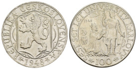 Cecoslovacchia - 100 Korun 1948 - 600° anniversario della fondazione della Charles University - Ag. 500 - KM# 26