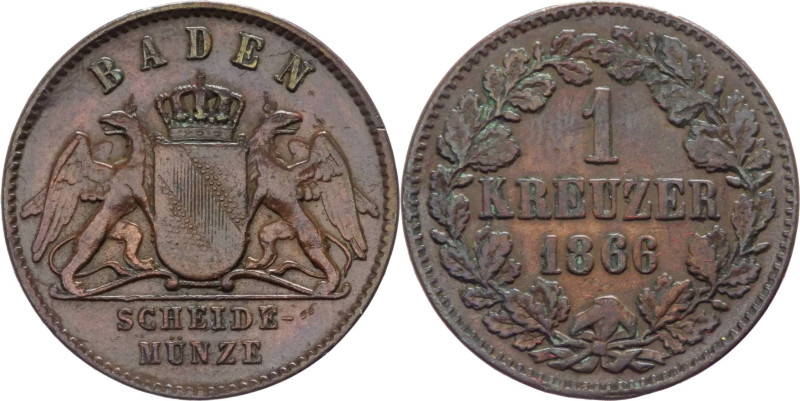 Germania - Granducato di Baden - Federico I (1856-1907) - 1 kreuzer 1866 - KM# 2...