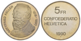 Svizzera - 5 Franchi 1990 - Gottfried Keller - Cu/Ni - KM# 69