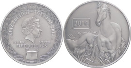 Tokelau - 5 Dollars 2014 (Year of the Horse) - 1 Oz. Ag .999 - KM# 71