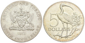 Trinidad e Tobago - Elisabetta II (1952-1976) - 5 Dollari 1972 "10° Anniversario dell'Indipendenza" - Ag .925 - KM# 15