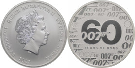 Tuvalù - 1 Dollaro 2022 - 1 OZ Ag. 999 - 60° Anniversario di James Bond 007