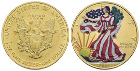 U.S.A. - 1 Dollaro 2003 - American Silver Eagle, placcato oro - KM# 273 - in cofanetto