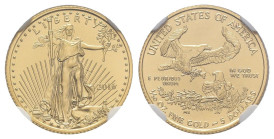 Stati Uniti d'America (1776-oggi) - 5 dollari 2016 "Gold Eagle" - Mint Error Obverse Struck Thru (Errore di conio al dritto determinato da presenza di...