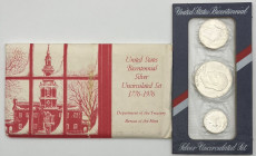 Stati Uniti d'America (1776-oggi) - Serie da 3 monete da 1 dollaro, 1/2 dollaro e 1/4 di dollaro 1976 "Bicentenario degli Stati Uniti" - in confezione...